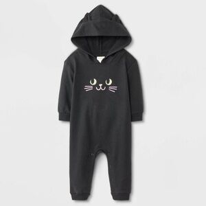 🖤🩷 NWT Black Cat Hooded Romper - Cat & Jack - 12 Months 🩷🖤